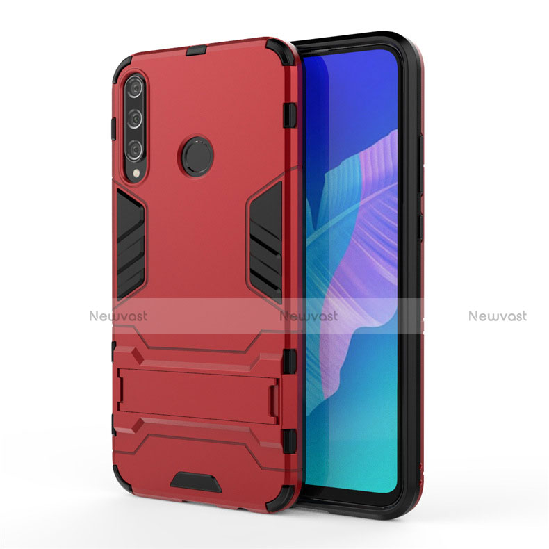 Silicone Matte Finish and Plastic Back Cover Case with Stand for Huawei Y7p