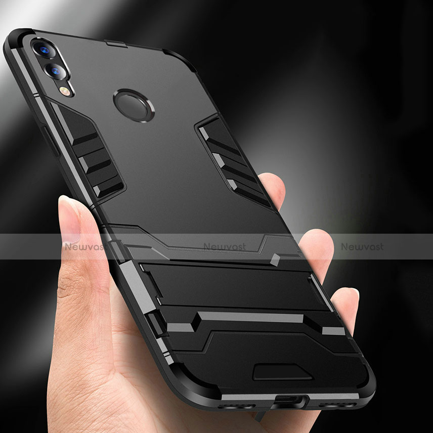 Silicone Matte Finish and Plastic Back Cover Case with Stand for Huawei Y9 (2019)