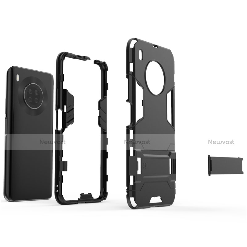 Silicone Matte Finish and Plastic Back Cover Case with Stand for Huawei Y9a