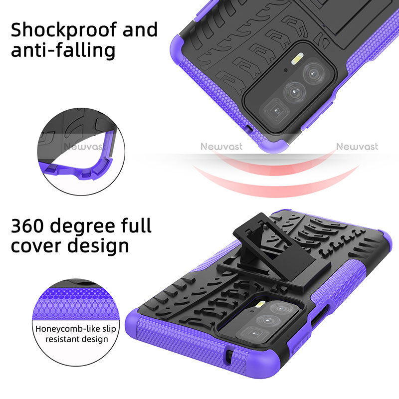 Silicone Matte Finish and Plastic Back Cover Case with Stand for Motorola Moto Edge 20 Pro 5G