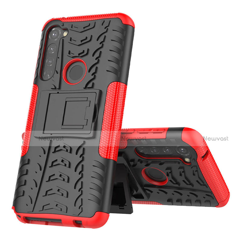 Silicone Matte Finish and Plastic Back Cover Case with Stand for Motorola Moto G Pro Red