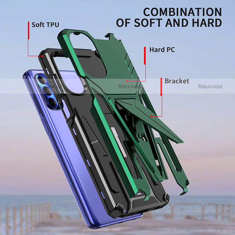 Silicone Matte Finish and Plastic Back Cover Case with Stand for Motorola Moto G Stylus (2022) 4G