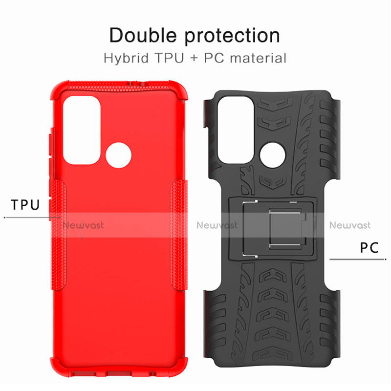 Silicone Matte Finish and Plastic Back Cover Case with Stand for Motorola Moto G40 Fusion