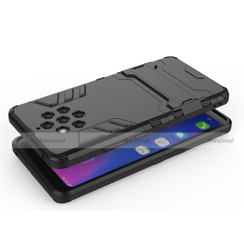Silicone Matte Finish and Plastic Back Cover Case with Stand for Nokia 9 PureView