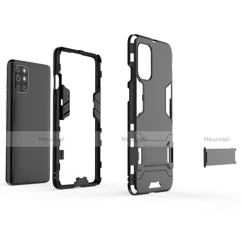 Silicone Matte Finish and Plastic Back Cover Case with Stand for OnePlus 8T 5G