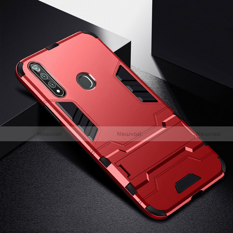 Silicone Matte Finish and Plastic Back Cover Case with Stand for Oppo A31