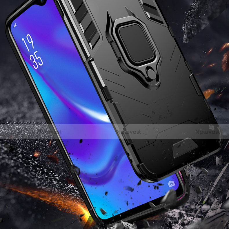 Silicone Matte Finish and Plastic Back Cover Case with Stand for Oppo R15X