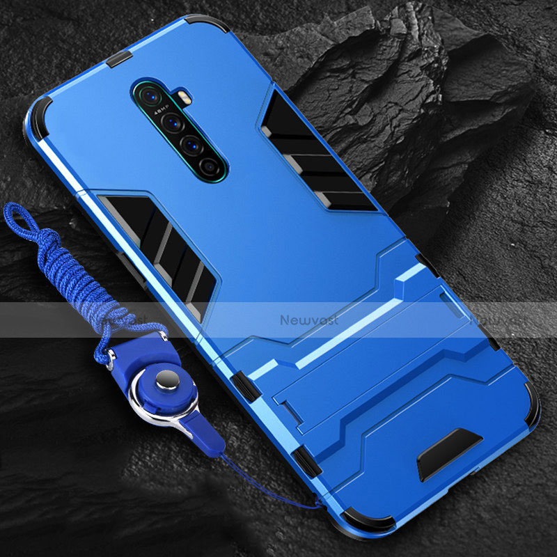 Silicone Matte Finish and Plastic Back Cover Case with Stand for Oppo Reno Ace