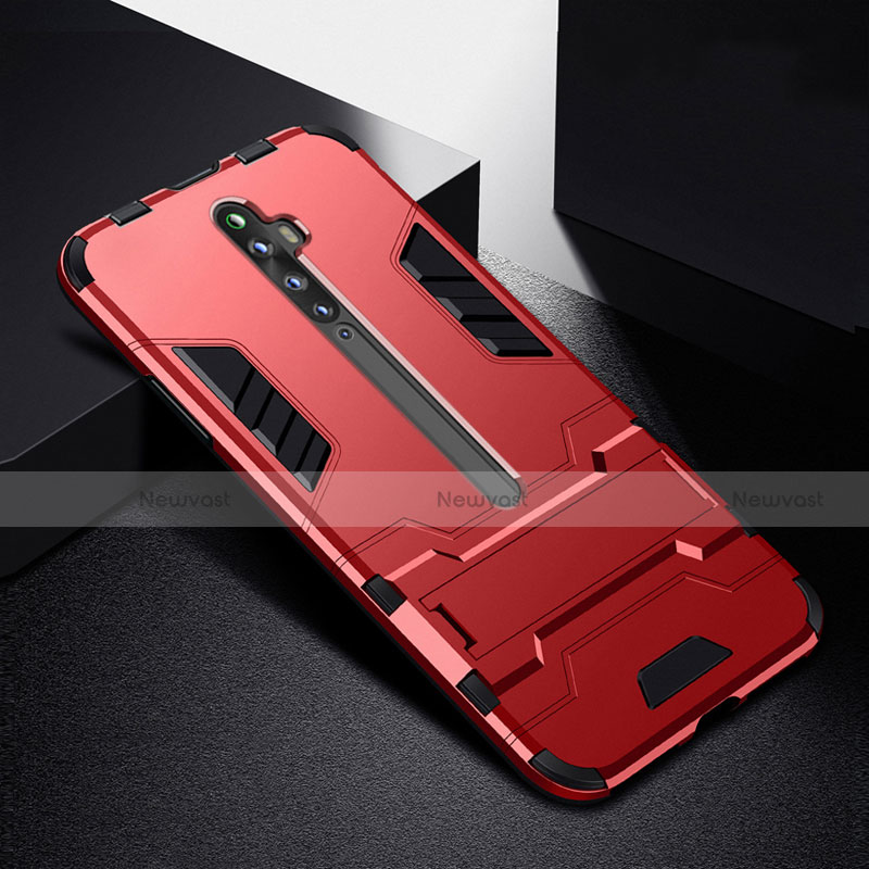 Silicone Matte Finish and Plastic Back Cover Case with Stand for Oppo Reno2 Z