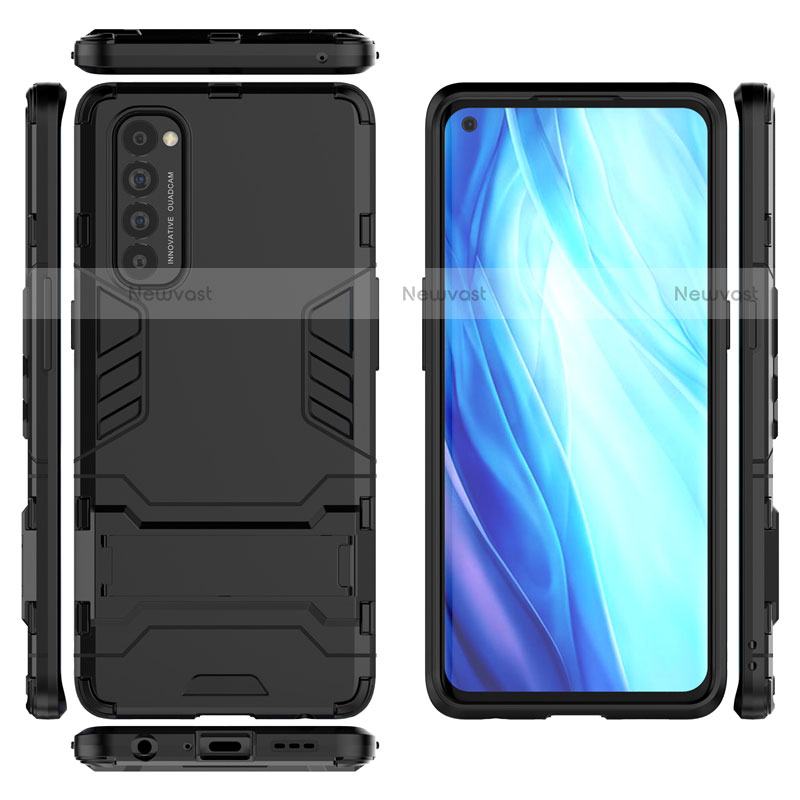 Silicone Matte Finish and Plastic Back Cover Case with Stand for Oppo Reno4 Pro 4G