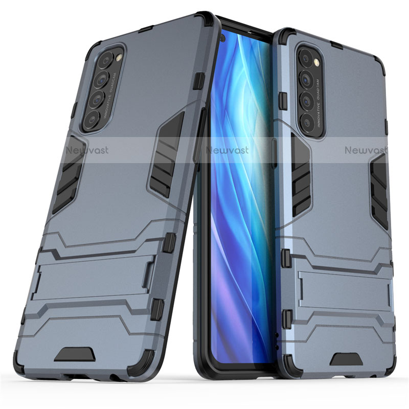 Silicone Matte Finish and Plastic Back Cover Case with Stand for Oppo Reno4 Pro 4G