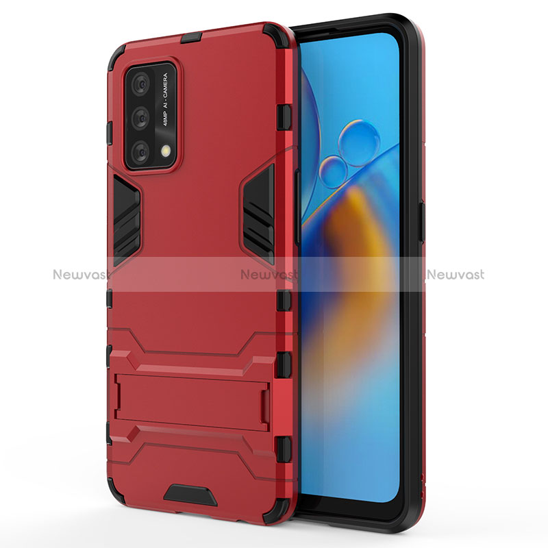 Silicone Matte Finish and Plastic Back Cover Case with Stand for Oppo Reno6 Lite