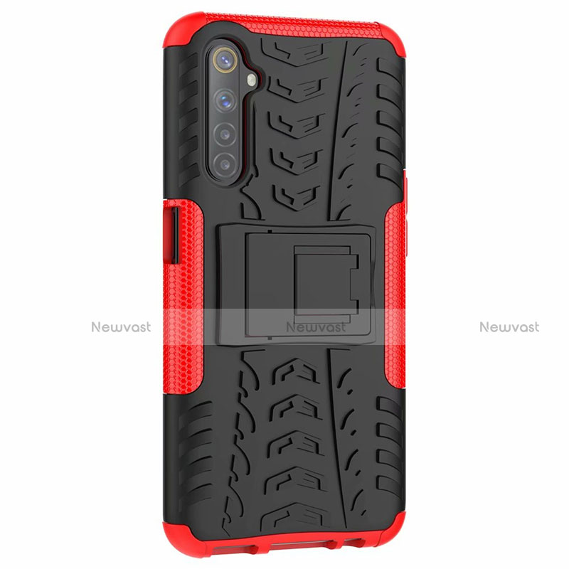 Silicone Matte Finish and Plastic Back Cover Case with Stand for Realme 6