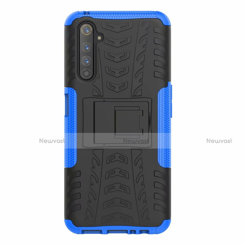 Silicone Matte Finish and Plastic Back Cover Case with Stand for Realme 6 Pro