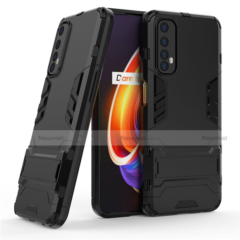 Silicone Matte Finish and Plastic Back Cover Case with Stand for Realme 7