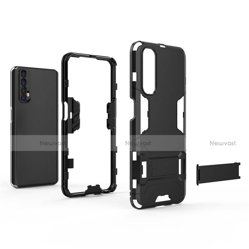 Silicone Matte Finish and Plastic Back Cover Case with Stand for Realme 7