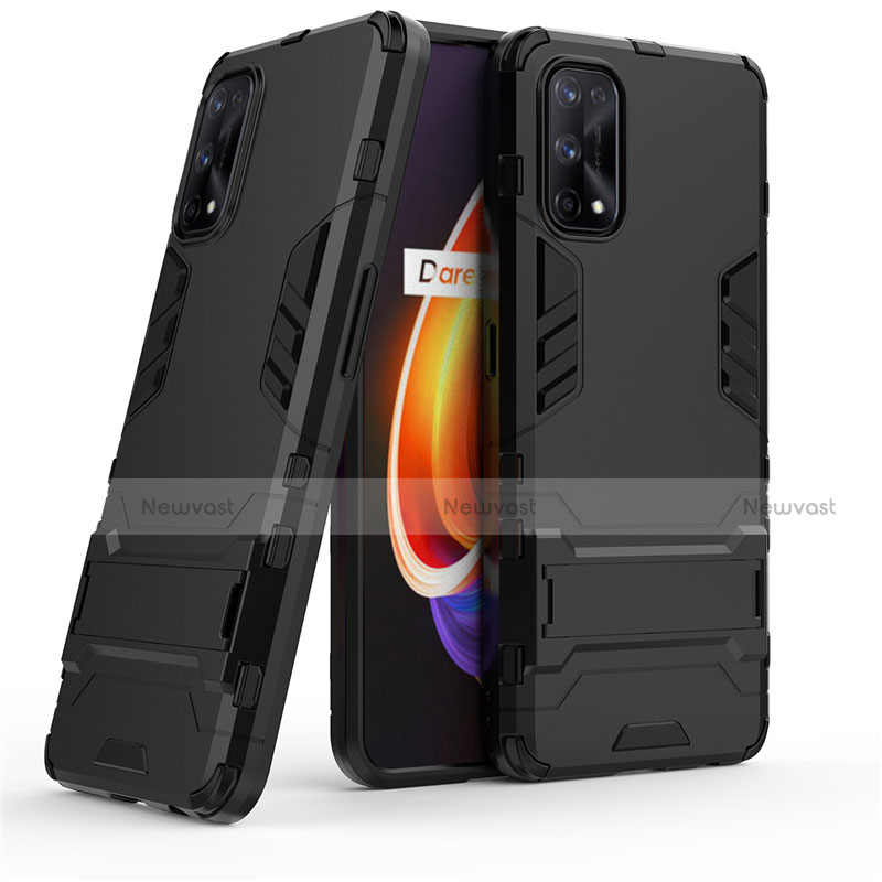 Silicone Matte Finish and Plastic Back Cover Case with Stand for Realme 7 Pro