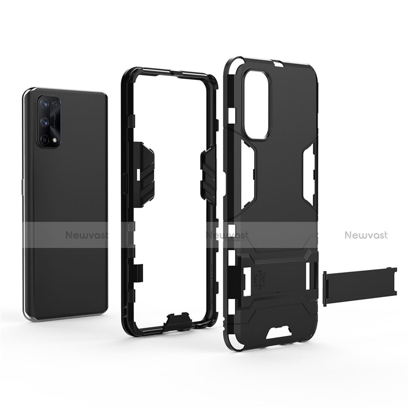 Silicone Matte Finish and Plastic Back Cover Case with Stand for Realme 7 Pro