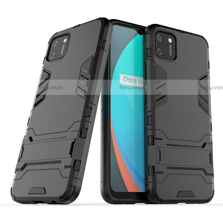Silicone Matte Finish and Plastic Back Cover Case with Stand for Realme C11