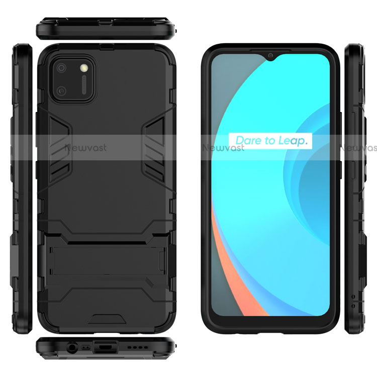 Silicone Matte Finish and Plastic Back Cover Case with Stand for Realme C11