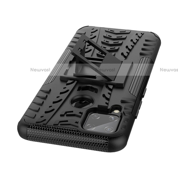Silicone Matte Finish and Plastic Back Cover Case with Stand for Realme C15