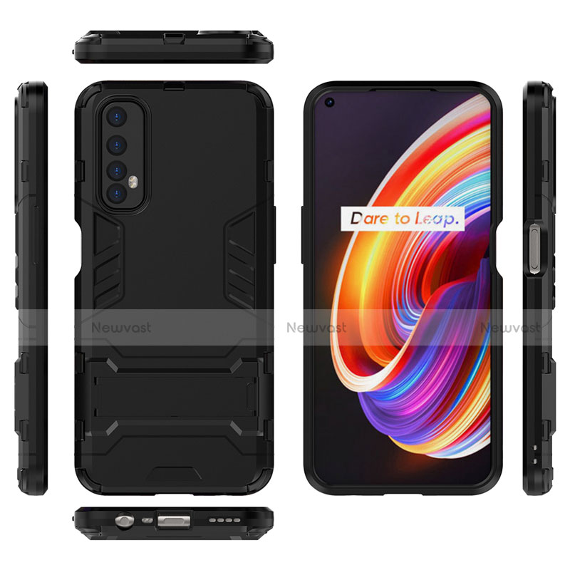 Silicone Matte Finish and Plastic Back Cover Case with Stand for Realme Narzo 20 Pro