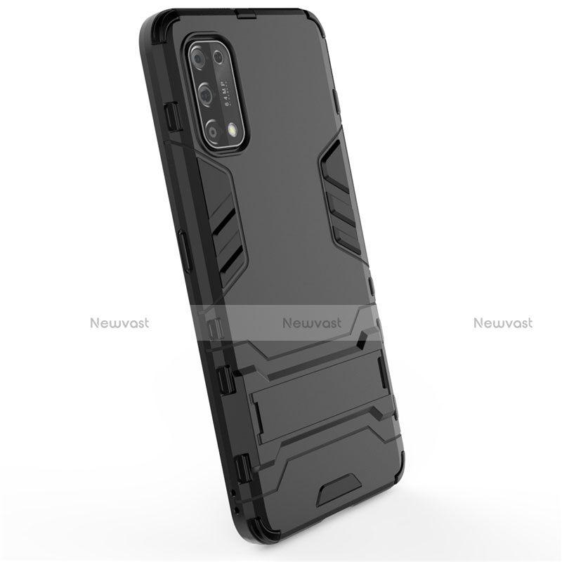 Silicone Matte Finish and Plastic Back Cover Case with Stand for Realme Q2 Pro 5G