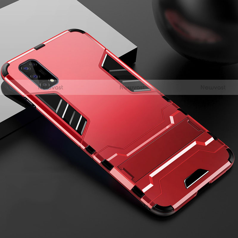 Silicone Matte Finish and Plastic Back Cover Case with Stand for Realme V5 5G