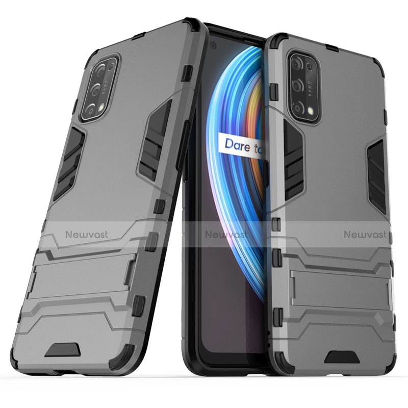 Silicone Matte Finish and Plastic Back Cover Case with Stand for Realme X7 Pro 5G