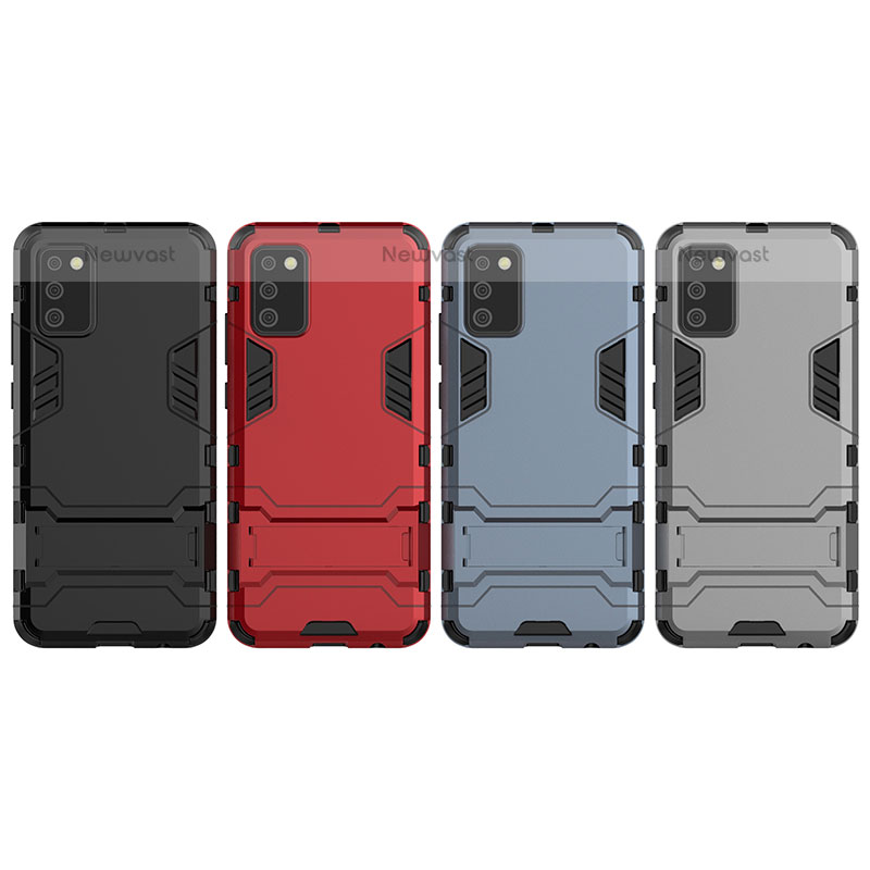 Silicone Matte Finish and Plastic Back Cover Case with Stand for Samsung Galaxy A02s