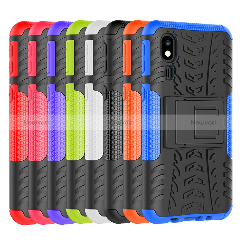 Silicone Matte Finish and Plastic Back Cover Case with Stand for Samsung Galaxy A2 Core A260F A260G