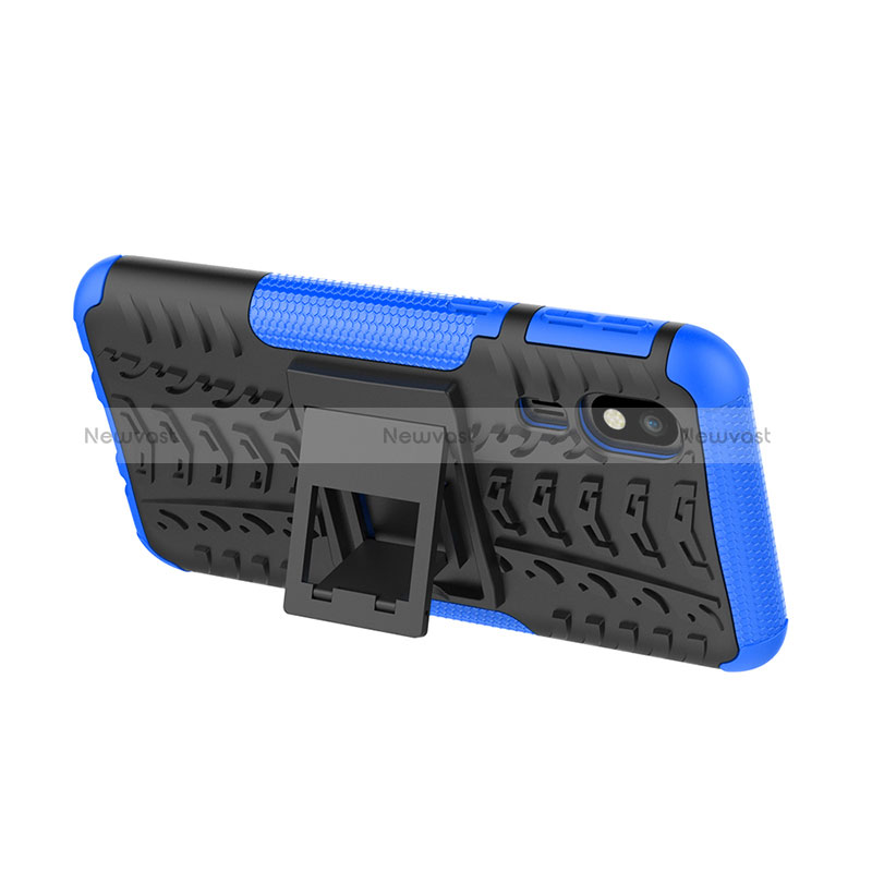 Silicone Matte Finish and Plastic Back Cover Case with Stand for Samsung Galaxy A2 Core A260F A260G