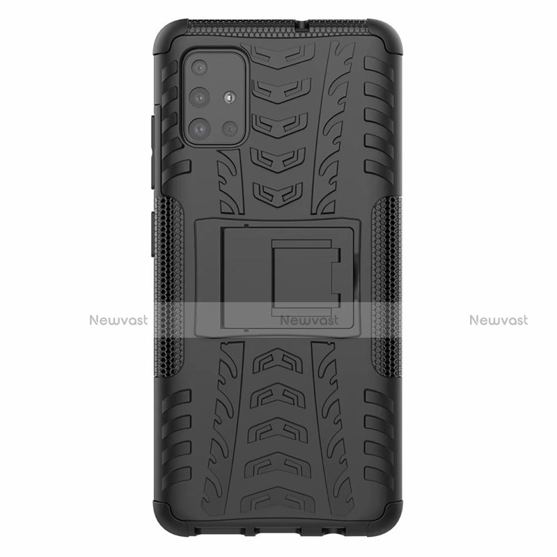 Silicone Matte Finish and Plastic Back Cover Case with Stand for Samsung Galaxy A51 4G