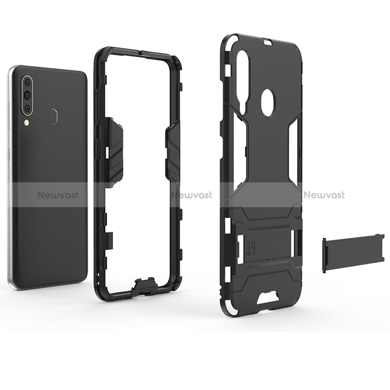 Silicone Matte Finish and Plastic Back Cover Case with Stand for Samsung Galaxy A60