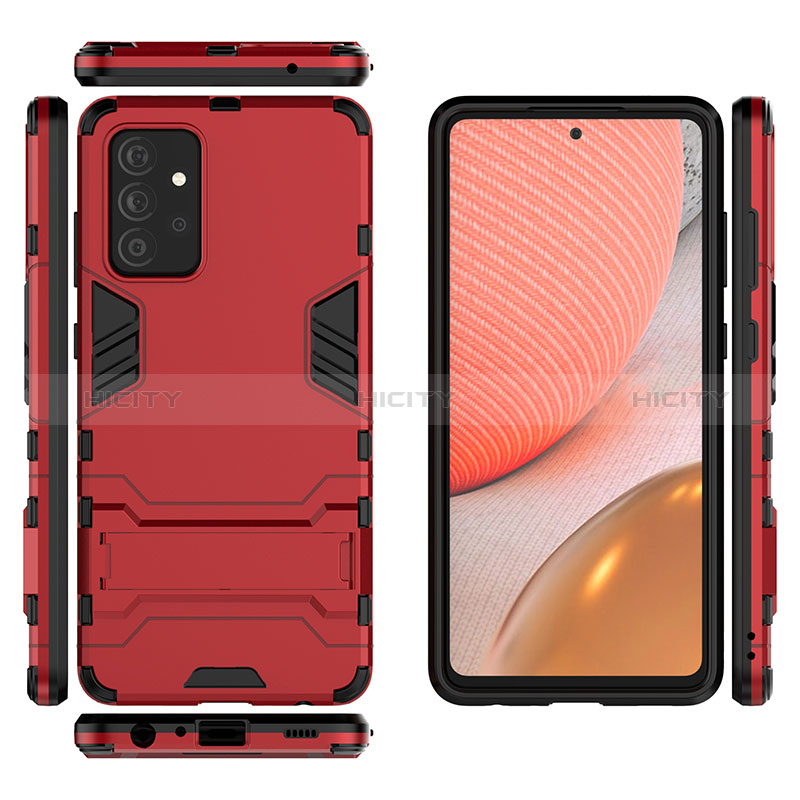 Silicone Matte Finish and Plastic Back Cover Case with Stand for Samsung Galaxy A72 5G