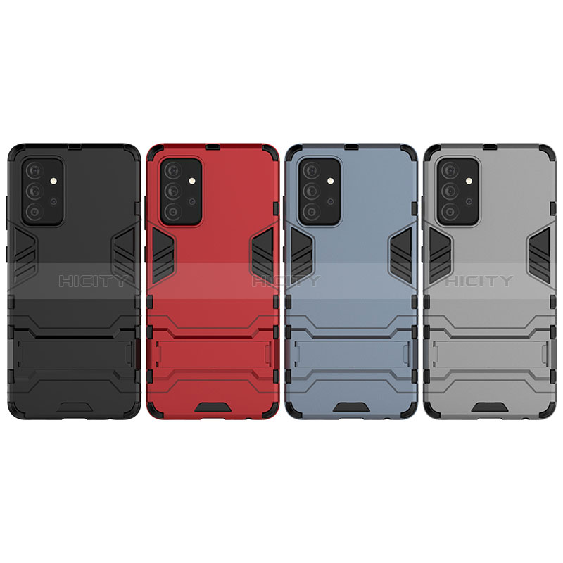 Silicone Matte Finish and Plastic Back Cover Case with Stand for Samsung Galaxy A72 5G