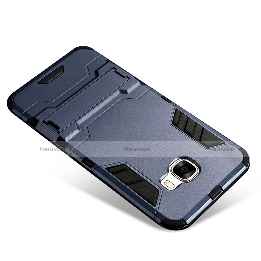 Silicone Matte Finish and Plastic Back Cover Case with Stand for Samsung Galaxy A9 (2016) A9000