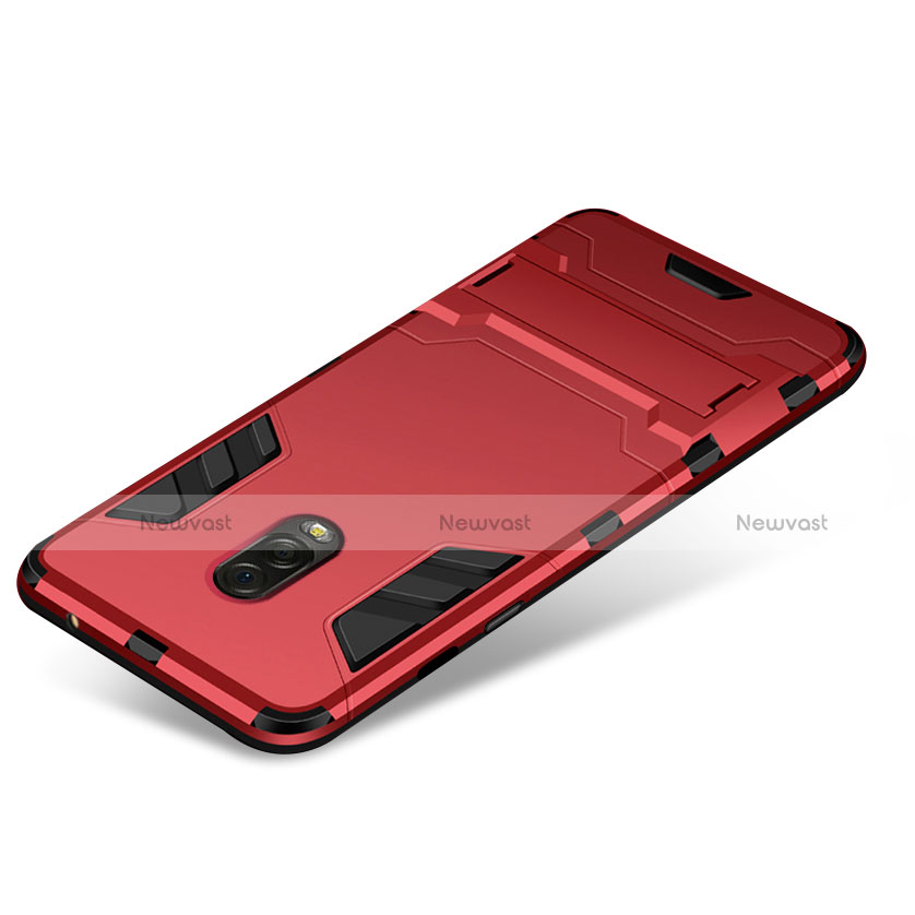 Silicone Matte Finish and Plastic Back Cover Case with Stand for Samsung Galaxy J7 Plus