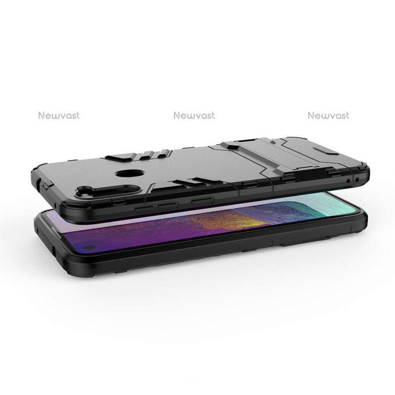 Silicone Matte Finish and Plastic Back Cover Case with Stand for Samsung Galaxy M11