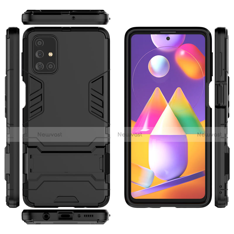 Silicone Matte Finish and Plastic Back Cover Case with Stand for Samsung Galaxy M31s