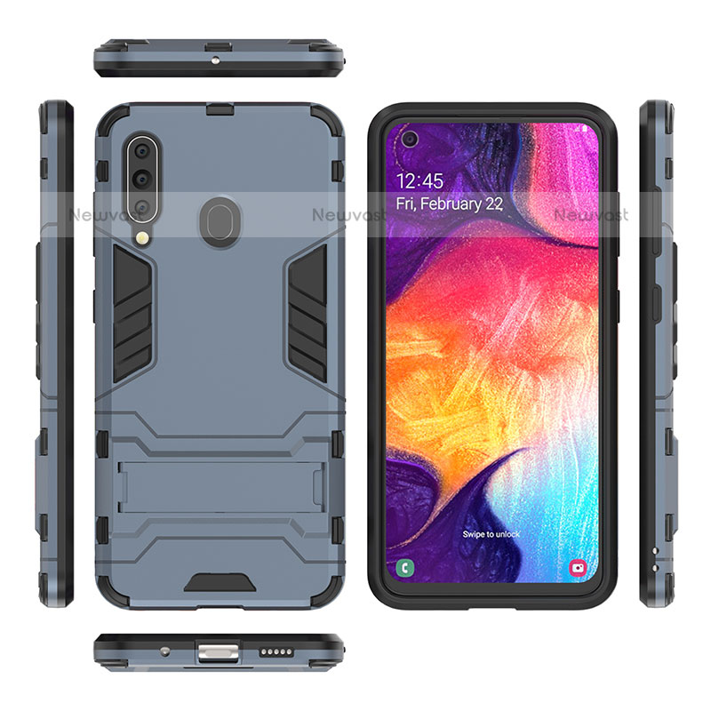 Silicone Matte Finish and Plastic Back Cover Case with Stand for Samsung Galaxy M40
