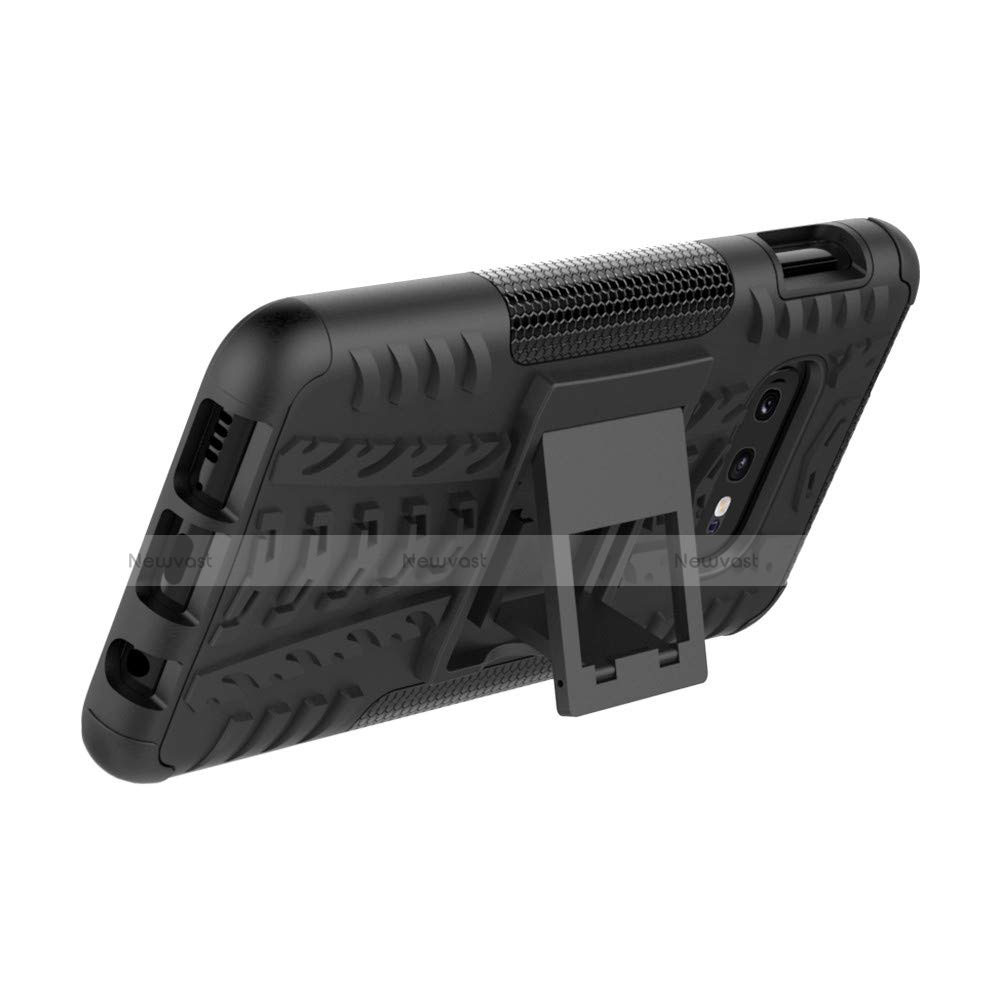 Silicone Matte Finish and Plastic Back Cover Case with Stand for Samsung Galaxy S10e