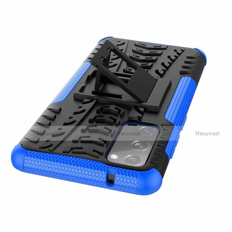 Silicone Matte Finish and Plastic Back Cover Case with Stand for Samsung Galaxy S20 FE 5G