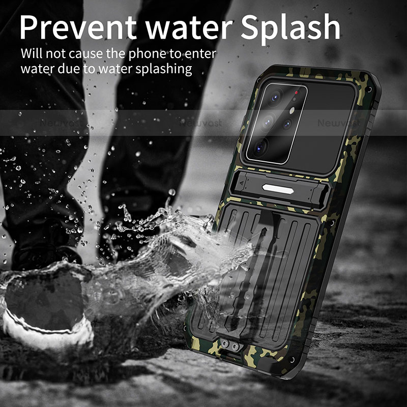 Silicone Matte Finish and Plastic Back Cover Case with Stand for Samsung Galaxy S21 Ultra 5G