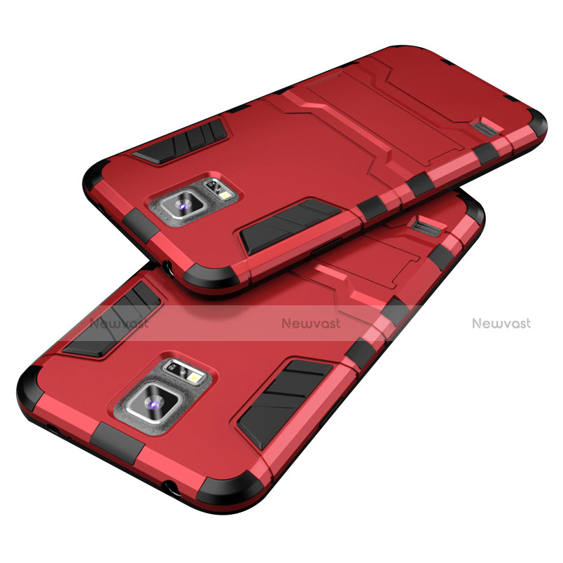 Silicone Matte Finish and Plastic Back Cover Case with Stand for Samsung Galaxy S5 G900F G903F