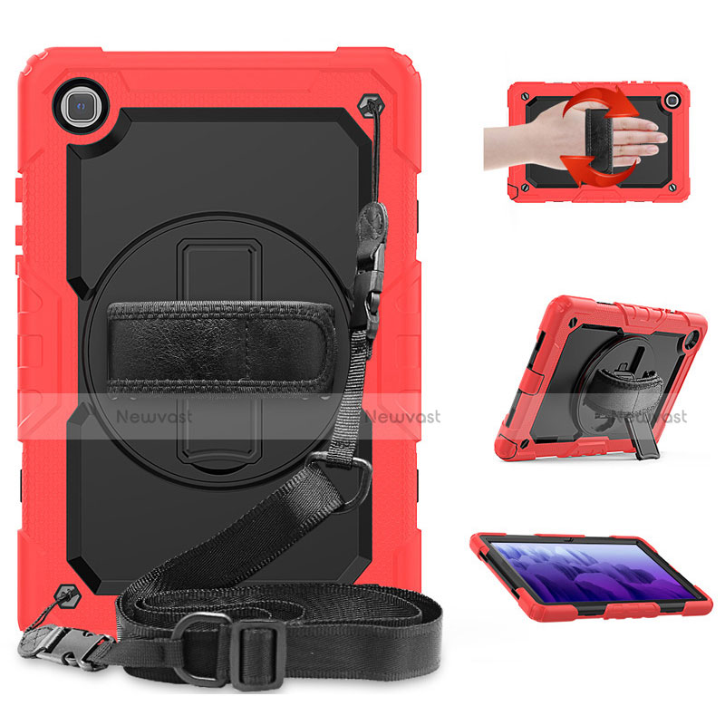 Silicone Matte Finish and Plastic Back Cover Case with Stand for Samsung Galaxy Tab A7 4G 10.4 SM-T505 Red