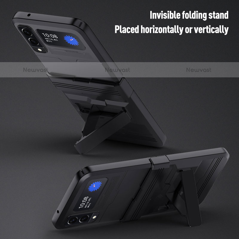 Silicone Matte Finish and Plastic Back Cover Case with Stand for Samsung Galaxy Z Flip3 5G