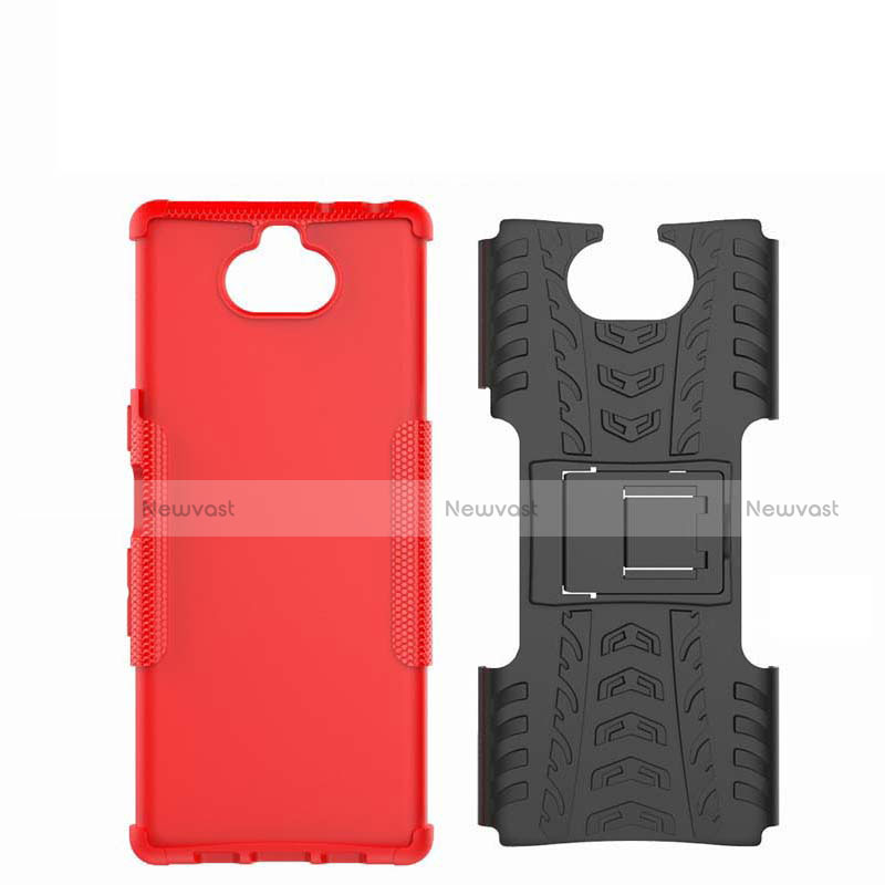 Silicone Matte Finish and Plastic Back Cover Case with Stand for Sony Xperia 10