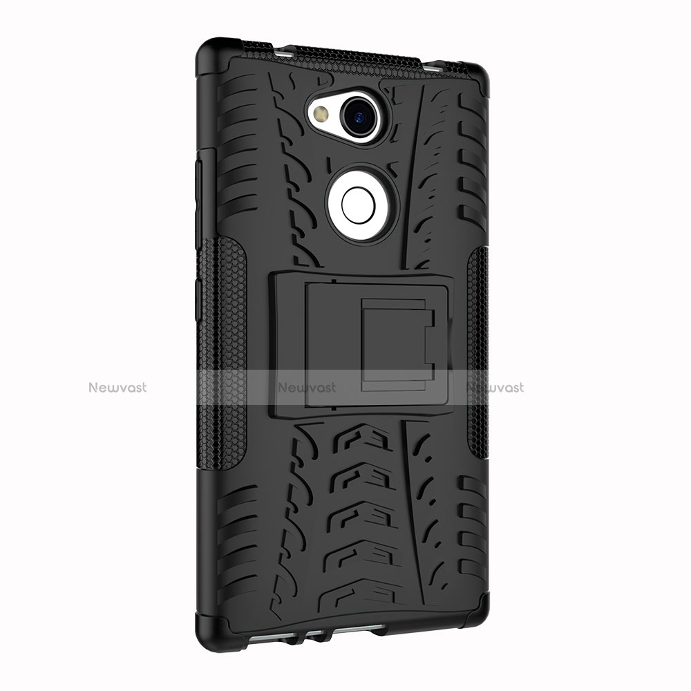 Silicone Matte Finish and Plastic Back Cover Case with Stand for Sony Xperia L2