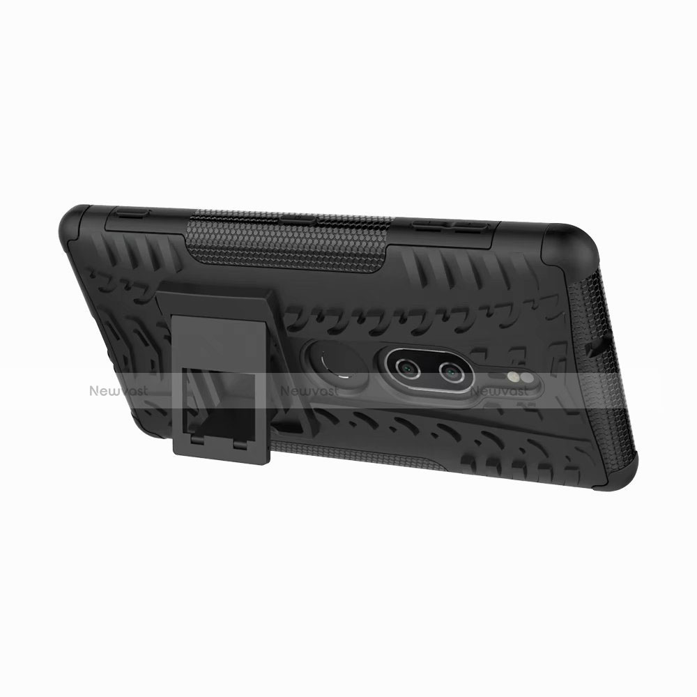 Silicone Matte Finish and Plastic Back Cover Case with Stand for Sony Xperia XZ2 Premium